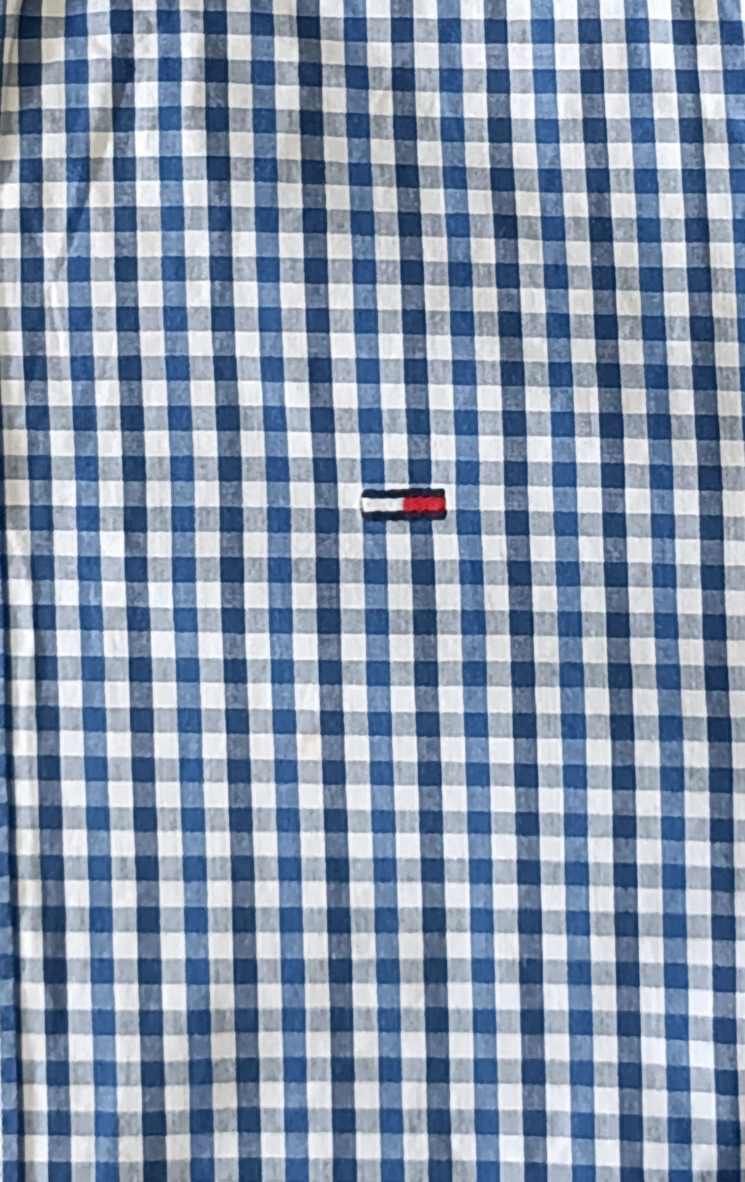 Camisa Tommy Jeans azul a cuadros blancos Logo bordado Talla M – photo 10